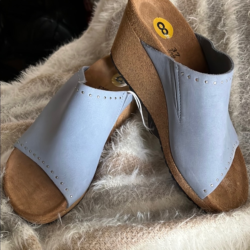 Gray and Brown Mules with Contoured Sole